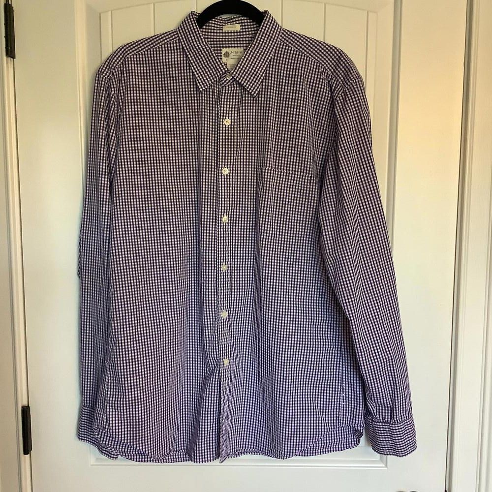 J.Crew Tailored Fit Men's Gingham Shirt - Purple - Size L